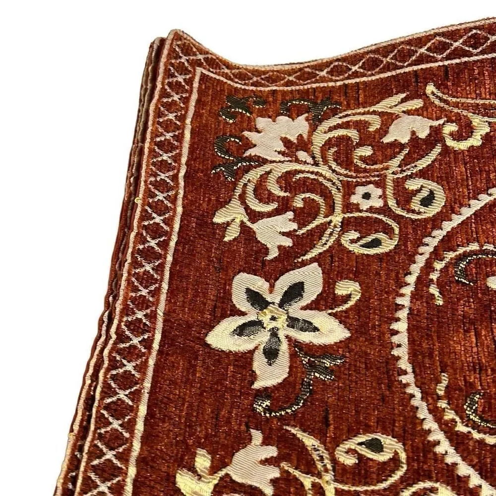 Rust White Floral Embroidery Polyblend Set of 6 Dining Placemats 17.5x12